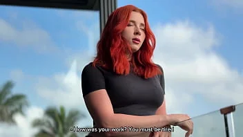 Thumbnail do vídeo: Redhead's Foot Fetish Action - Footjob, Fishnet Stockings, POV Cum